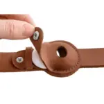 Hunter Leather Dog Collar with Apple Airtag Holder, Cognac - Image 9
