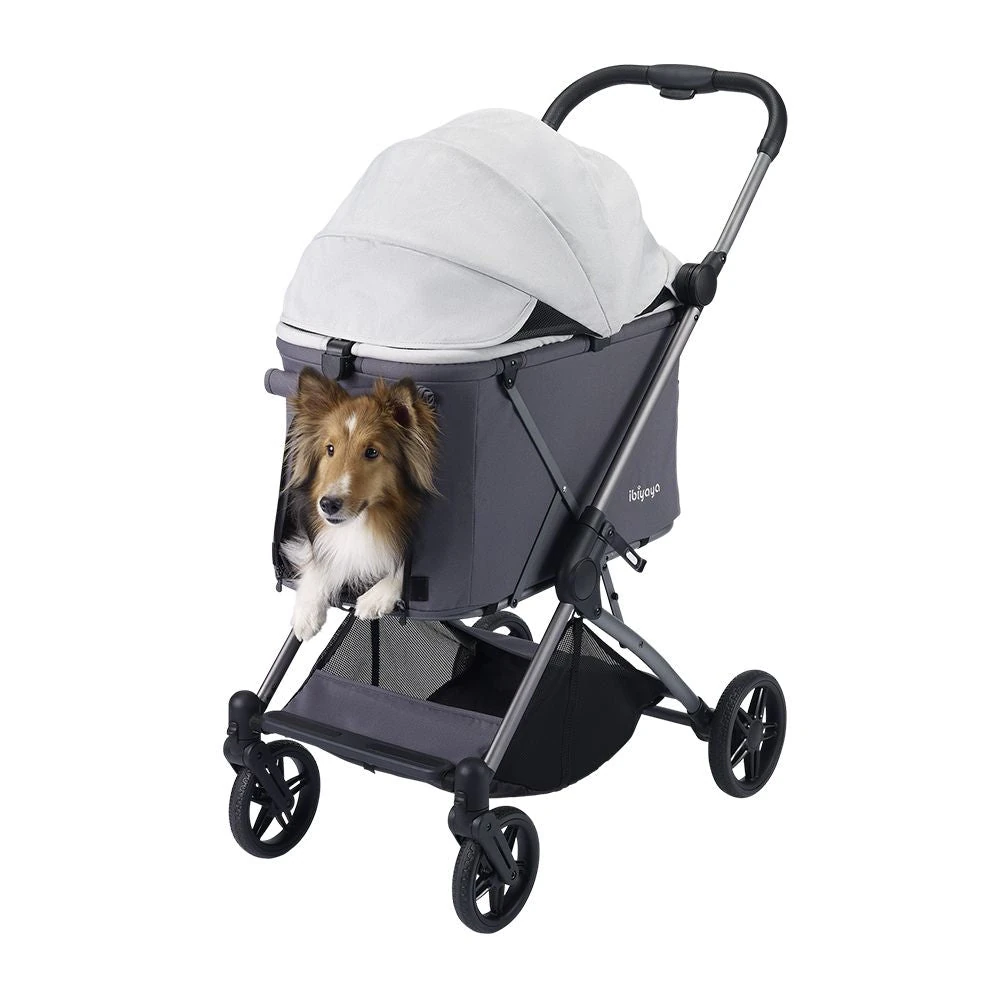 FS2501-G-1_2000x.webp Ibiyaya Maxi Deep Carriage Pet Stroller, Twin Grey - Image 1
