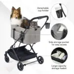 Ibiyaya Travois Tri-Fold Pet Travel System, Taupe Grey - Image 9
