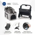 Ibiyaya Travois Tri-Fold Pet Travel System, Taupe Grey - Image 3