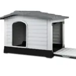 Outdoor Dual-Entry Dog House, Grey