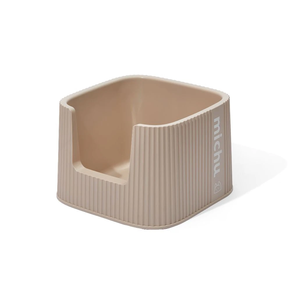large cat litter box beige high sided tray