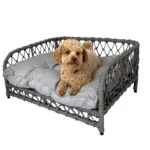 Jacob Outdoor Wicker Rope Elevated Dog Bed, Grey